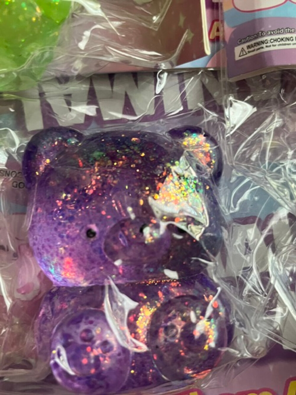 Animal Squishy Toy Set Glitter Bear 4 pieces 6+